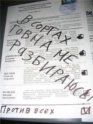 Ввести графу "Против всех" на выборах всех уровней