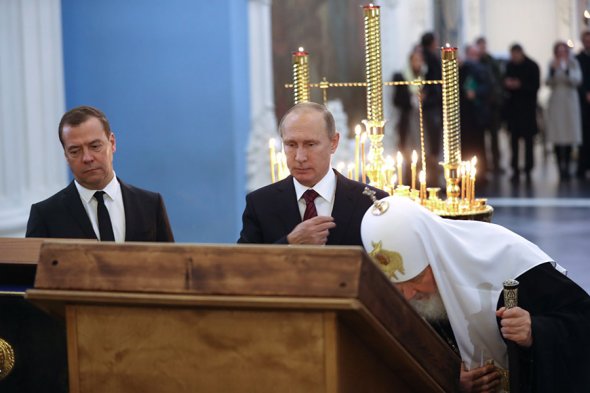 Путин и Медведев посетили Ново-Иерусалимский монастырь